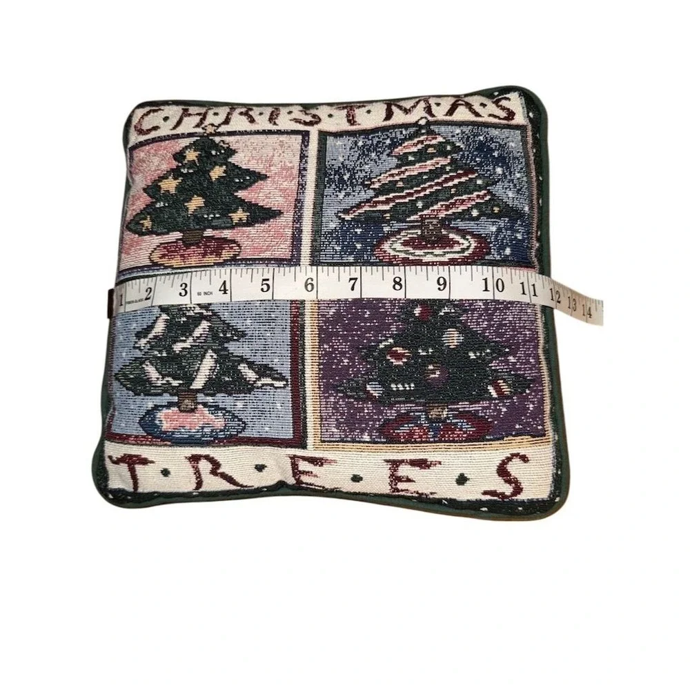 Vintage Christmas Floral Needlepoint Throw‎ Pillow 12x12 Multicolor